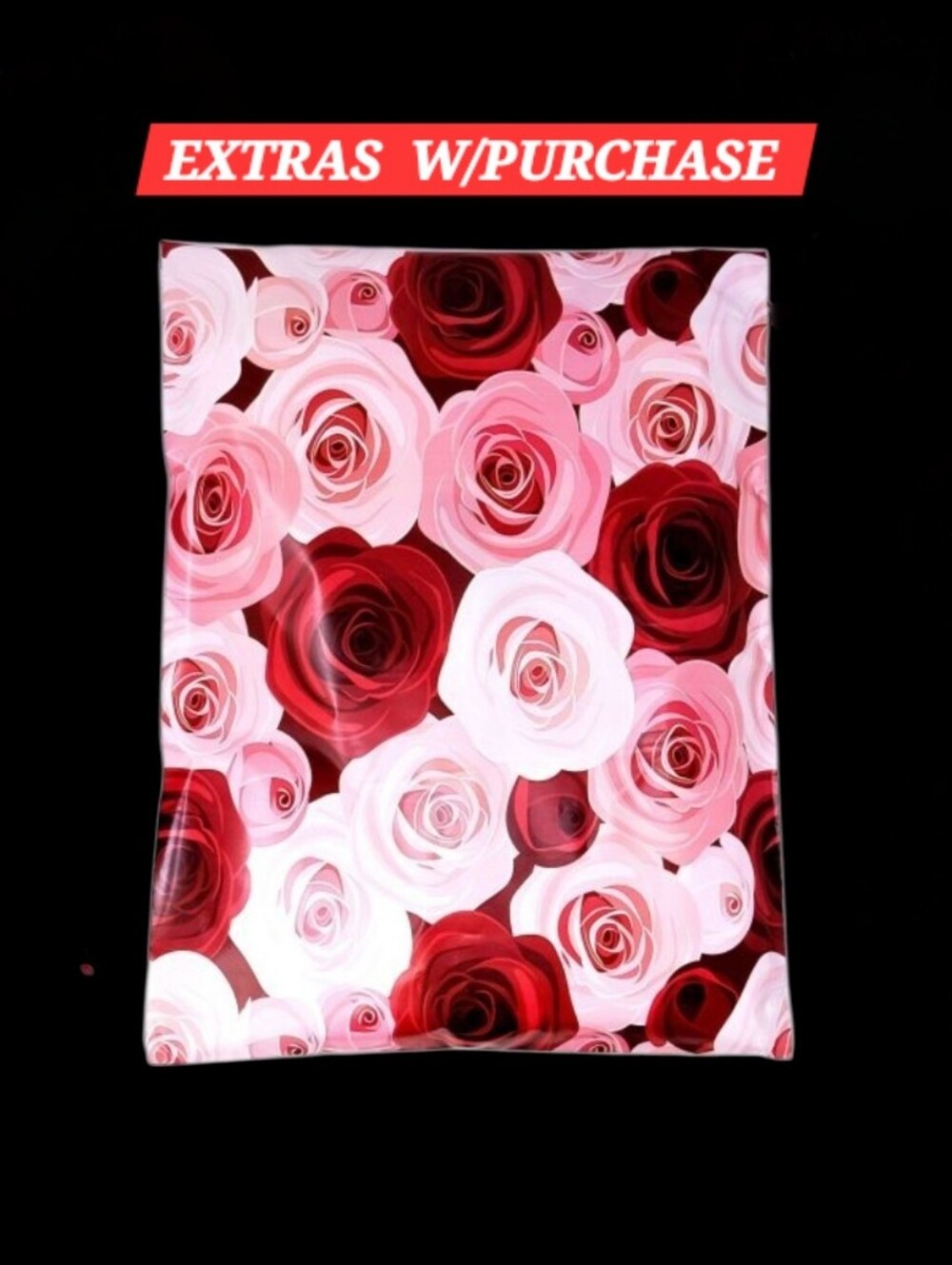 20ct. 10x13 Pink & Red Roses Polymailers Random Thank Cards/Stickers